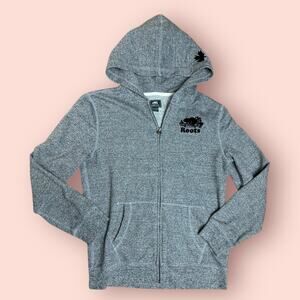 Roots Canada Kids Full Zip Hoodie Heather Grey Salt and Pepper XXL WOMENS SMALL